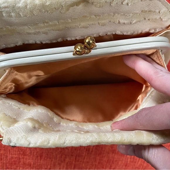 RARE 50’s Bienen Davis Velvet Floral Carpet Chenille Purse Bag - Picture 6 of 15